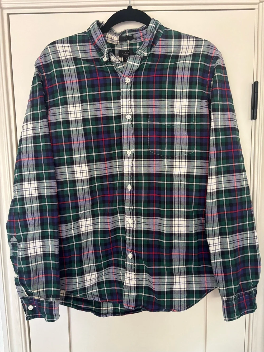 Men's J.Crew Oxford Plaid Button-Down Shirt Slim Fit Cotton Size M Fall